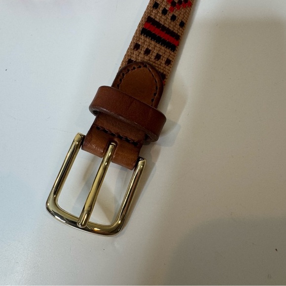 J CREW woven tapestry leather belt, Tan, Black, Red Southwestern Style size XS - Picture 2 of 9
